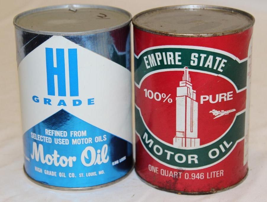Group of 2 1 Quart Motor Oil Cans Empire State and Hi Grade (1 of 2)