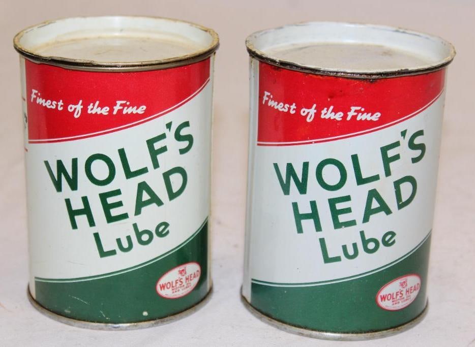 Group of 2 Wolfs Head 1lb Grease Cans (1 of 3)