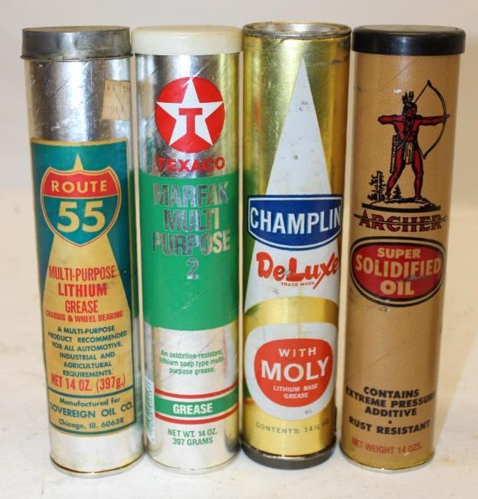 Group of 4 Service Station Grease Tubes Archer, Texaco, Champlin, Rt 55 (1 of 2)