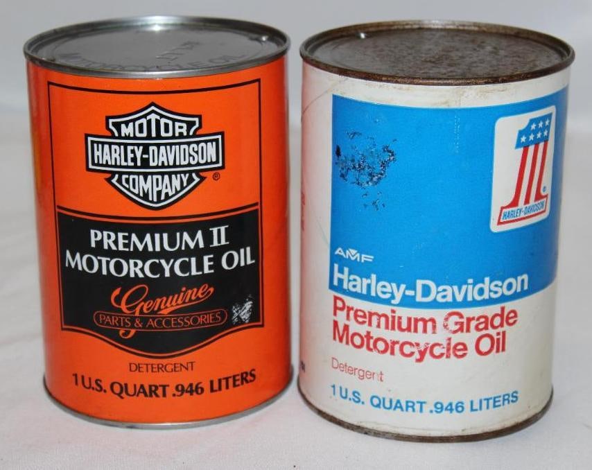 Group of 2 Harley Davidson Motorcycle Metal 1 Quart Motor Oil Cans (1 of 2)