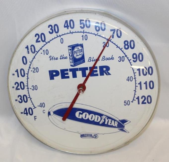 Goodyear Blimp Petter Supply Round Dial Advertising Thermometer (1 of 4)