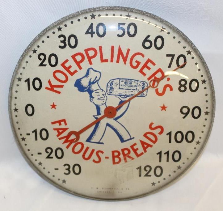 Graphic Koepplinger's Bread Round Dial Advertising Thermometer (1 of 6)