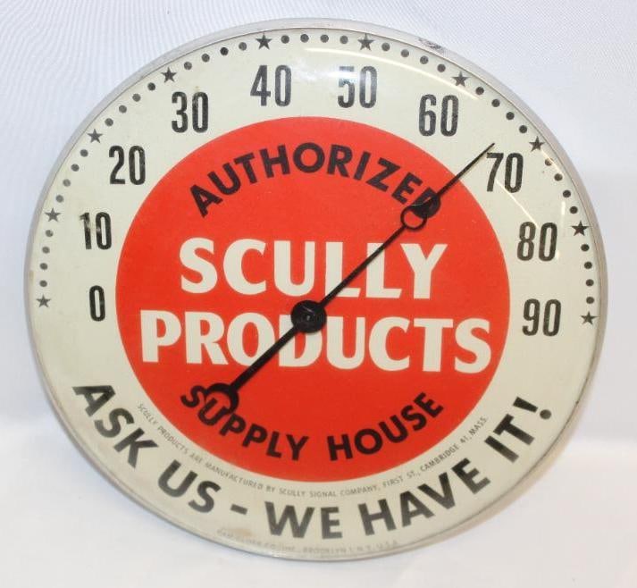 Scully Signal Products Supply Round Dial PAM Advertising Thermometer (1 of 5)