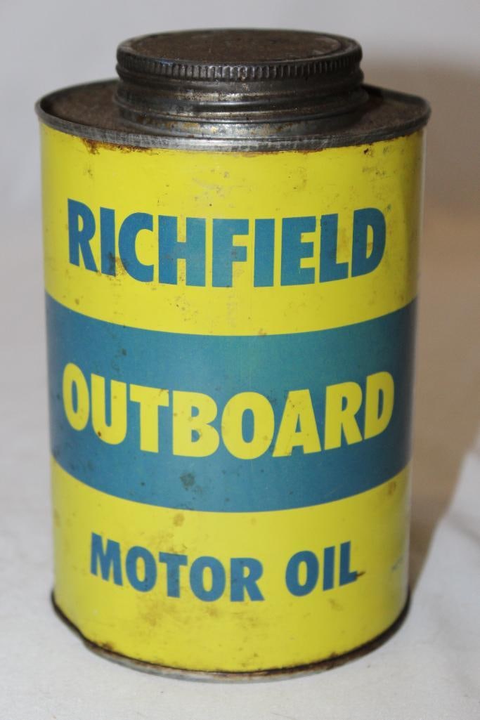 Richfield Outboard Motor Oil Metal 1 Quart Can (1 of 4)