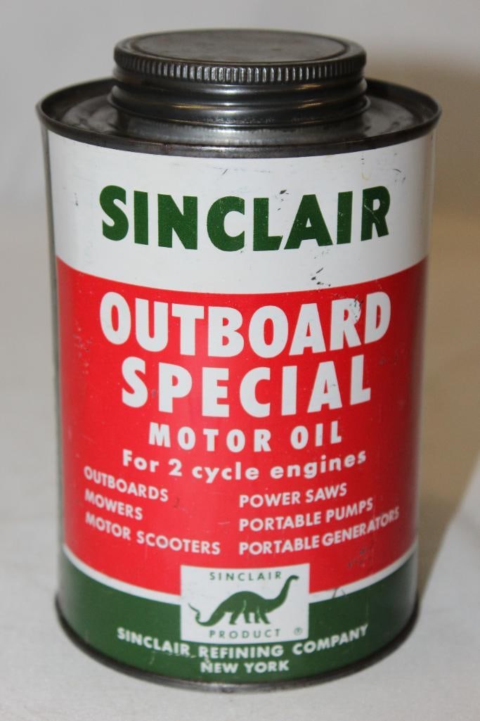 Sinclair Outboard Special 2 Cycle Motor Oil Metal 1 Quart Can (1 of 3)