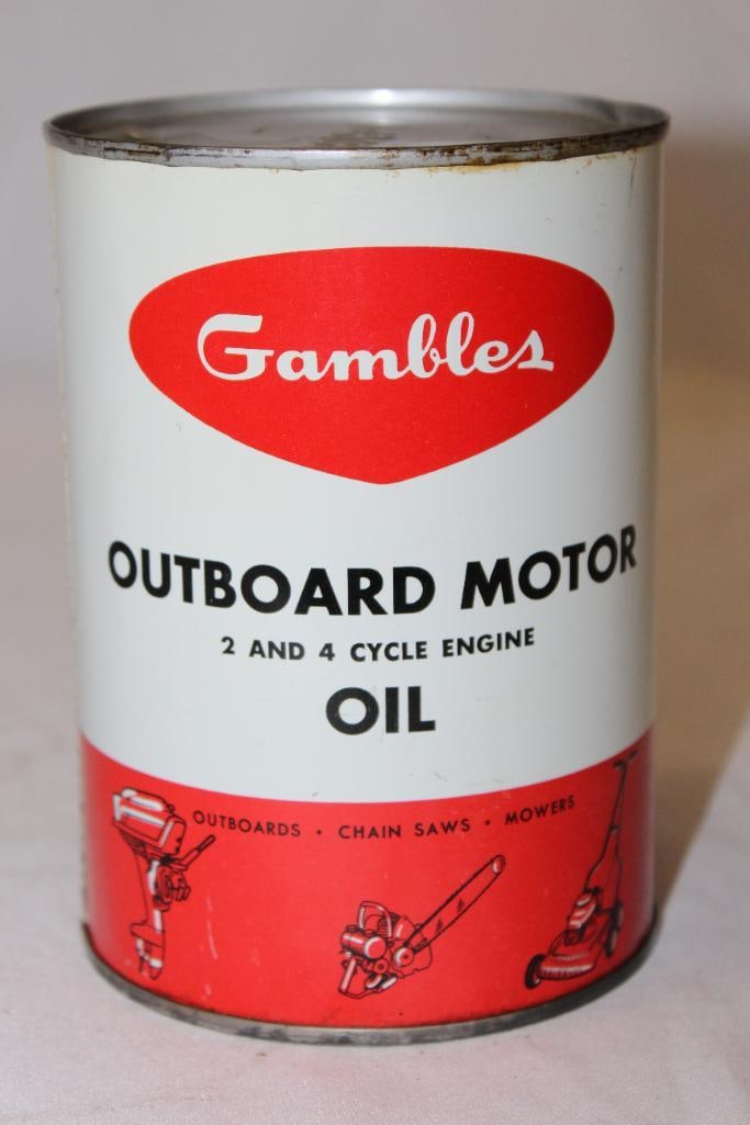 Graphic Gambles Outboard 2 and 4 Cycle Engine Motor Oil Metal 1 Quart Can (1 of 5)