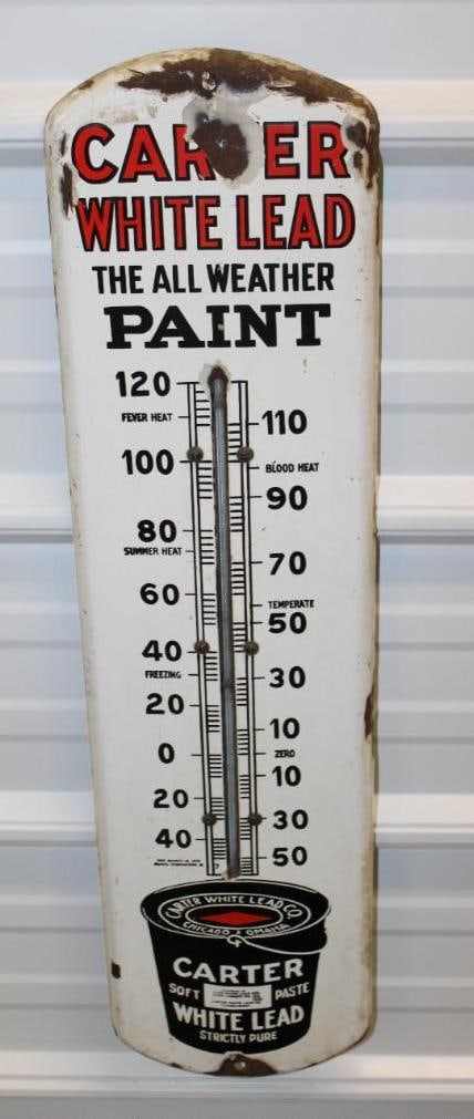 Carter White Lead All Weather Paint Porcelain Advertising Thermometer (1 of 7)
