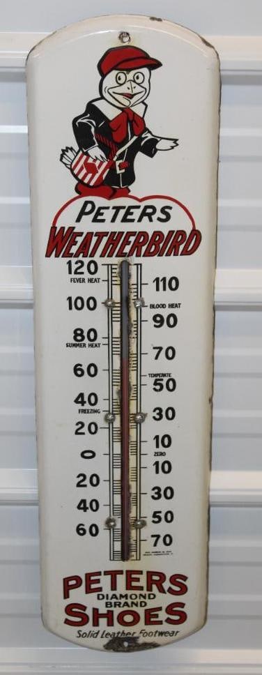 Peter's Weatherbird Shoes Porcelain Advertising Thermometer (1 of 8)