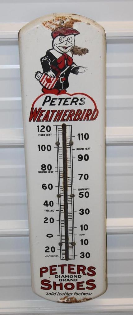 Peter's Weatherbird Shoes Porcelain Advertising Thermometer (1 of 7)