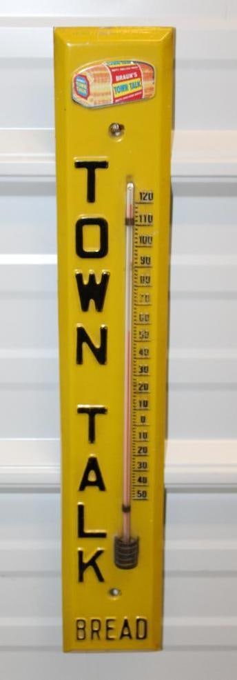 Braun's Town Talk Bread Embossed Advertising Thermometer (1 of 6)