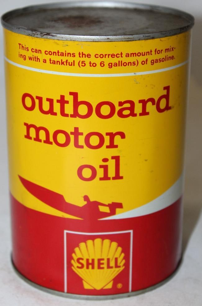 Shell Outboard Motor Oil Metal 1 Quart Can (1 of 3)