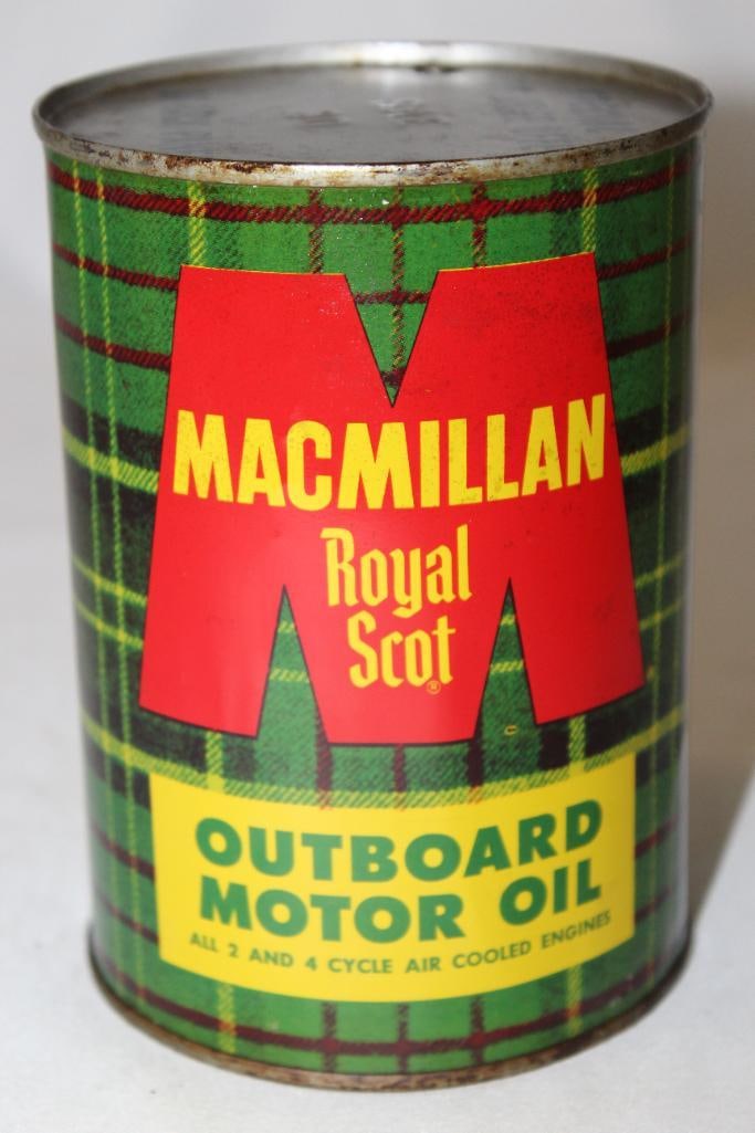 MacMillan Royal Scot Outboard 2 and 4 Cycle Motor Oil Metal 1 Quart Can with Special Fish Knife (1 of 4)