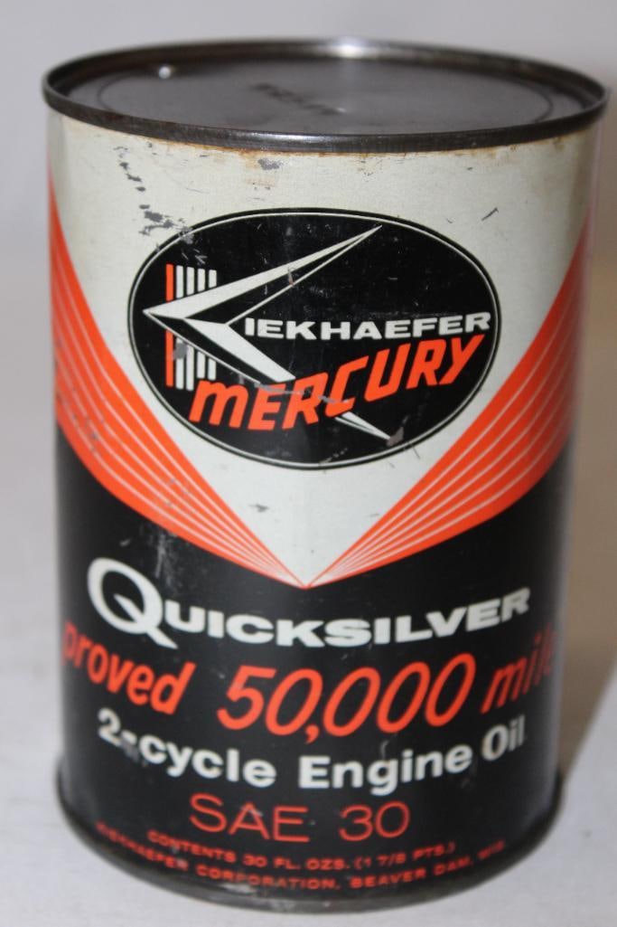 Kiekhaefer Mercury Quicksilver 2 Cycle Engine Oil Metal 1 Quart Can (1 of 4)