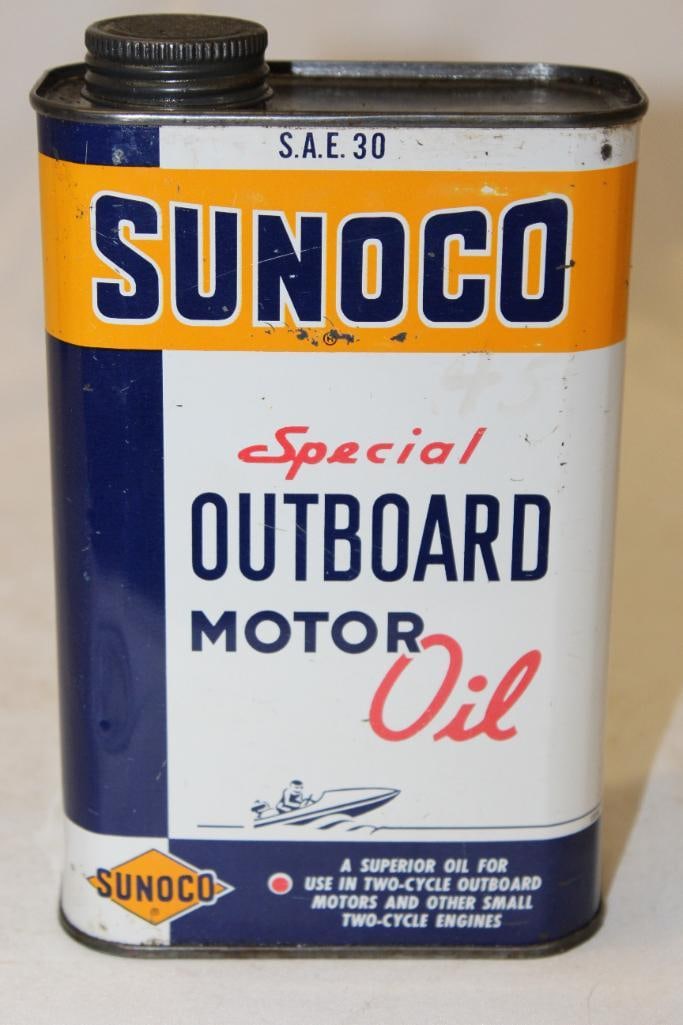 Graphic Sunoco Special Outboard Flat Metal Motor Oil Can (1 of 4)