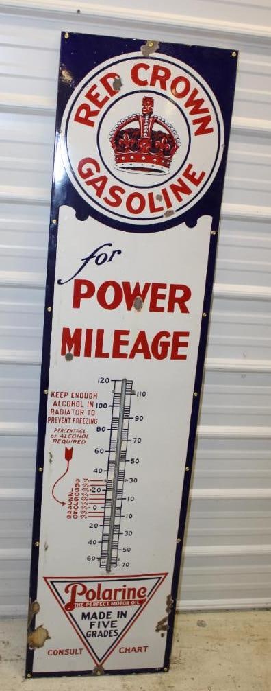 Red Crown Polarine Porcelain Advertising Thermometer (1 of 11)