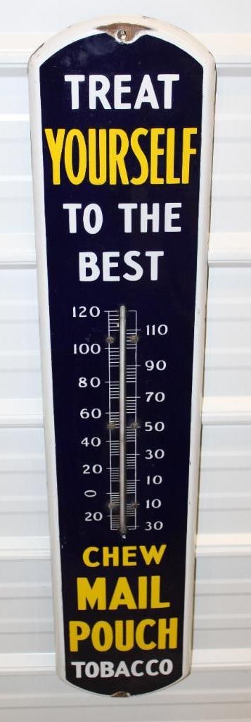 Mail Pouch Tobacco Porcelain Advertising Thermometer (1 of 9)