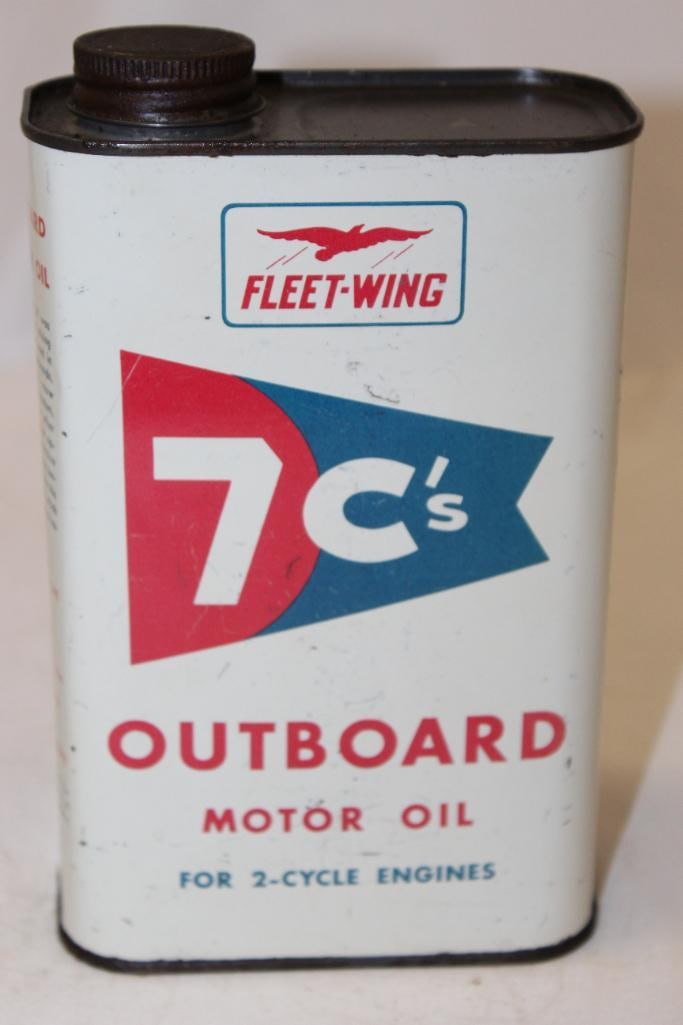 Fleetwing 7 C's 2 Cycle Engine Oil Outboard Flat Metal Motor Oil Can (1 of 4)