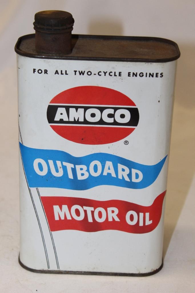 Amoco 2 Cycle Outboard Engine Oil Flat Metal Motor Oil Can (1 of 4)
