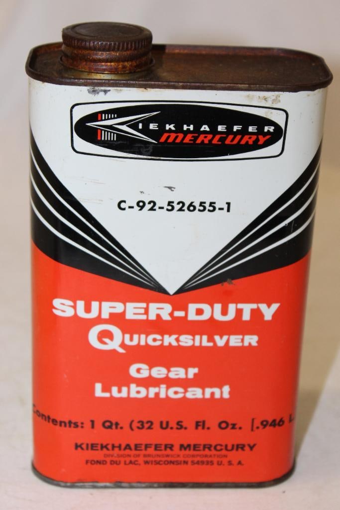 Kiekhaefer Mercury Quicksilver Gear Lubricant Outboard Flat Metal Motor Oil Can (1 of 4)