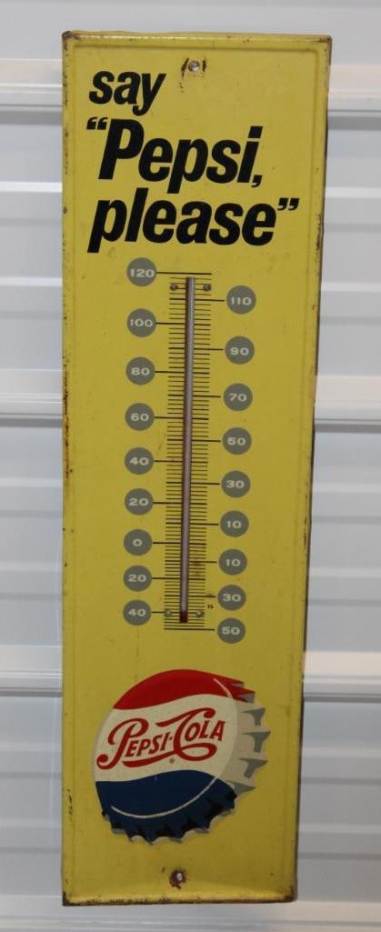 Say Pepsi Please Embossed Advertising Thermometer (1 of 8)