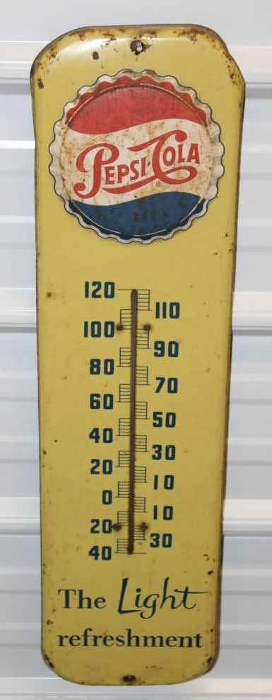 Pepsi Cola "The Light Refreshment" Embossed Advertising Thermometer (1 of 6)