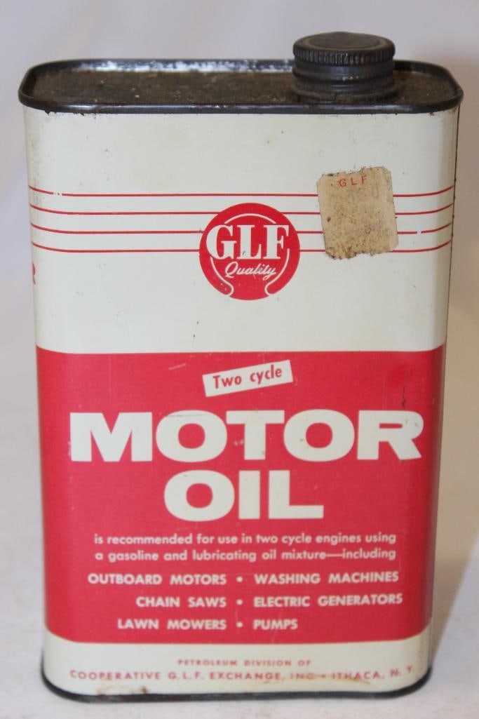 GLF Quality 2 Cycle Engine Oil and Outboard Flat Metal Motor Oil Can (1 of 4)