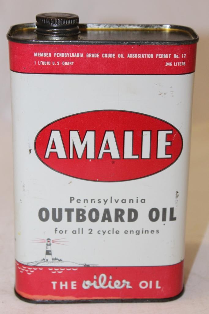 Graphic Amalie Outboard 2 Cycle Engine Oil Flat Metal Motor Oil Can (1 of 4)