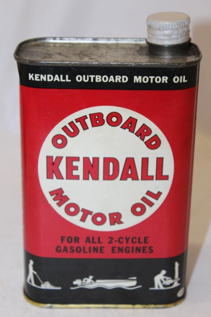 Graphic Kendall Outboard 2 Cycle Flat Metal Motor Oil Can (1 of 4)