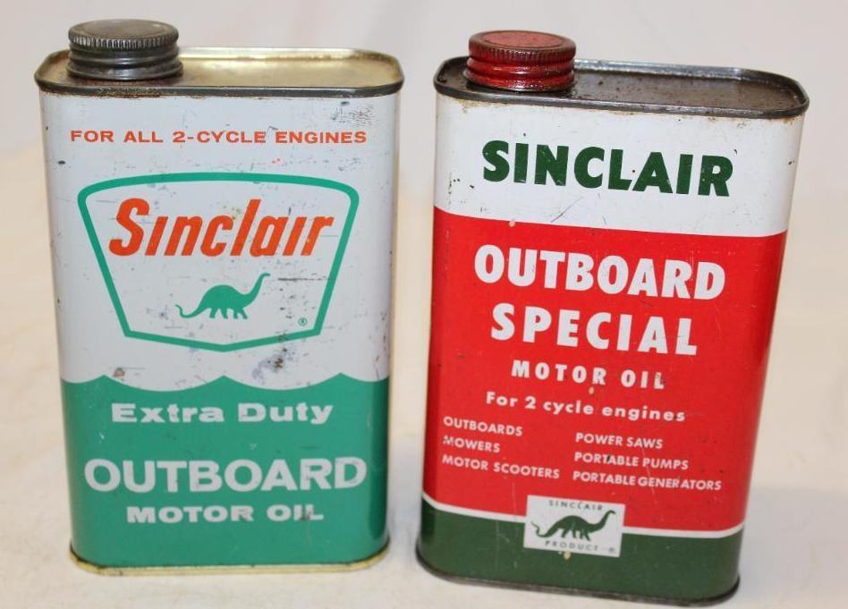 Group of 2 Sinclair Outboard Special and Extra Duty Flat Metal Motor Oil Cans (1 of 4)