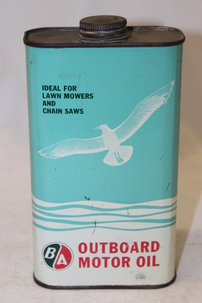 Graphic B/A Outboard for Lawnmowers and Chainsaws Flat Metal 1 Imperial Quart Oil Can (1 of 4)