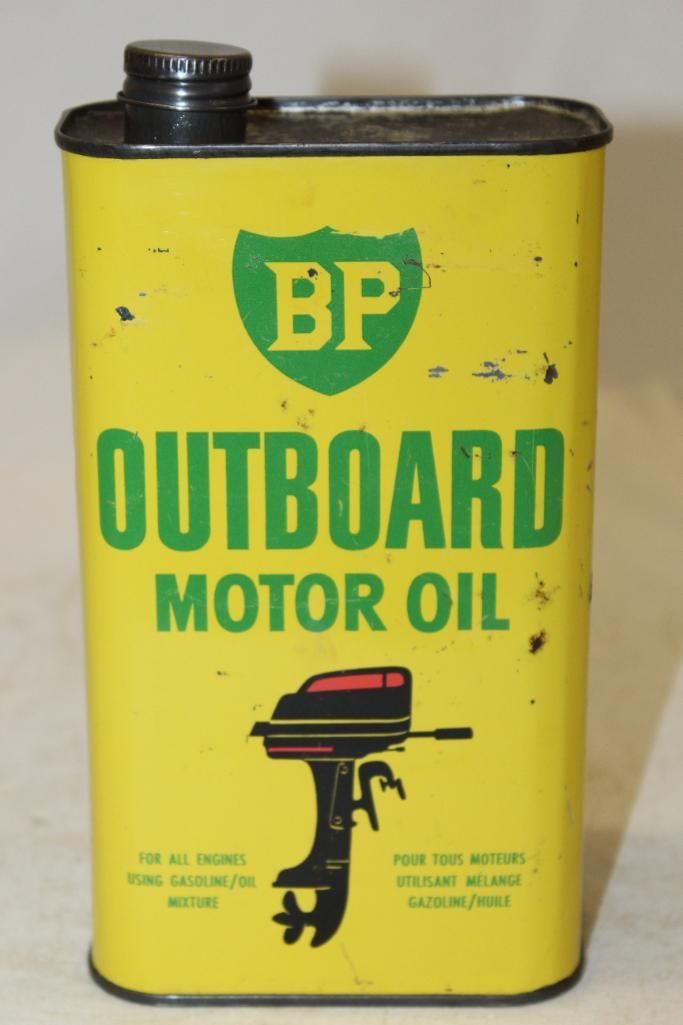 BP Outboard Flat Metal 1 Imperial Quart Oil Can (1 of 4)