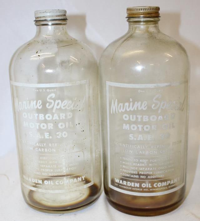 Group of 2 Marine Special Outboard Glass Quart Jars (1 of 3)