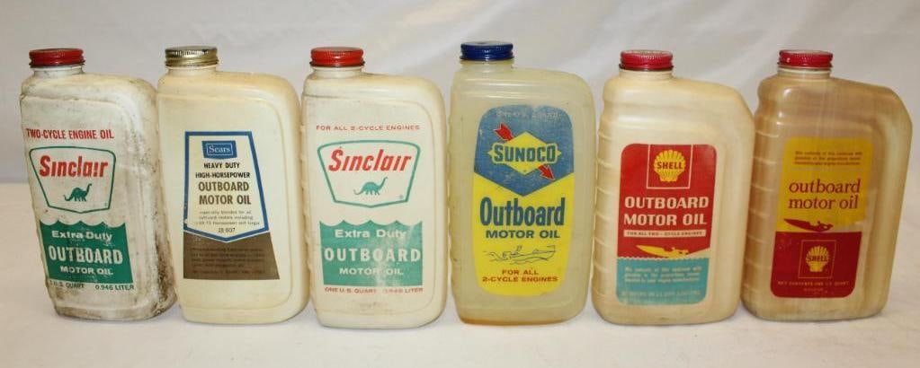 Group of 6 Sinclair Sears Sunoco Shell Plastic Outboard Containers (1 of 6)