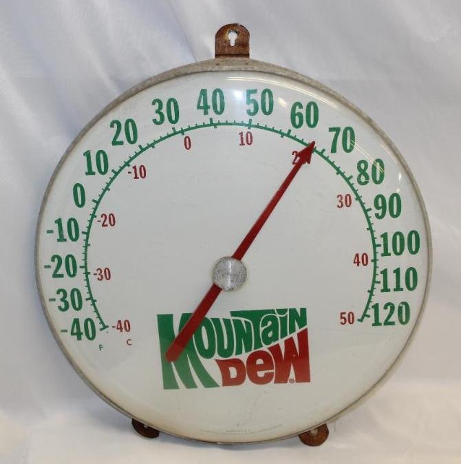Mountain Dew Round Dial Advertising Thermometer (1 of 5)
