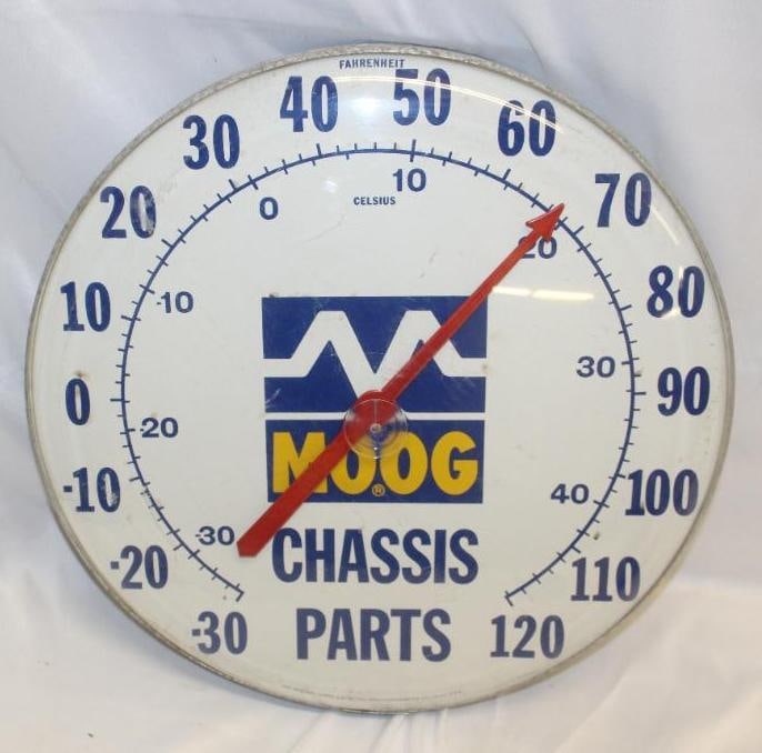 Moog Chassis Parts Round Dial Advertising Thermometer (1 of 4)