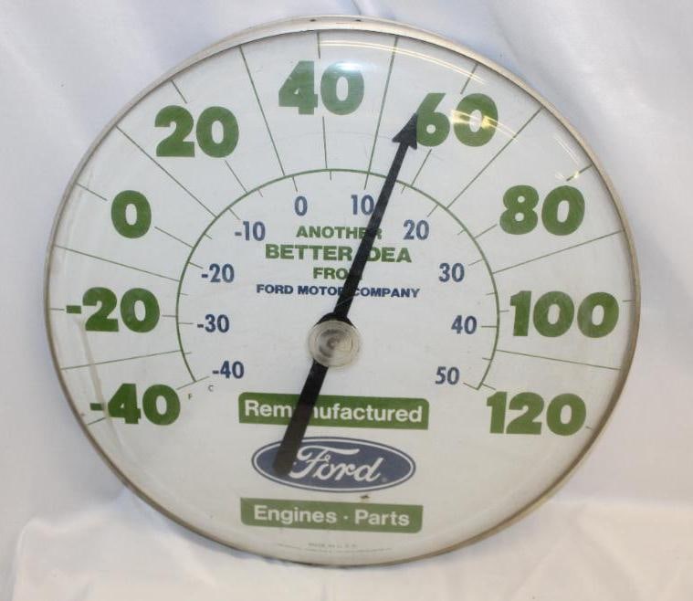 Ford Re-Manufactured Engine Parts Round Dial Advertising Thermometer (1 of 5)
