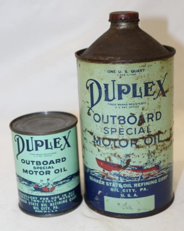 Group of 2 Duplex Outboard Special Motor Oil Cans (1 of 4)