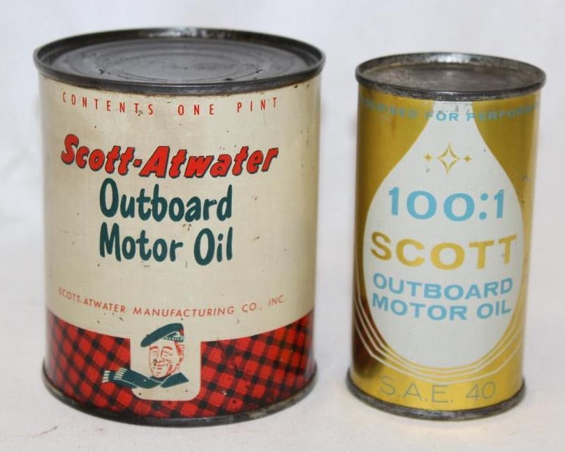 Group of 2 Scott Outboard Motor Oil Cans (1 of 3)