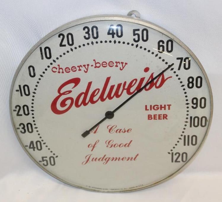 Edelweiss Cheery-Beery Light Beer Round Dial Advertising Thermometer (1 of 4)