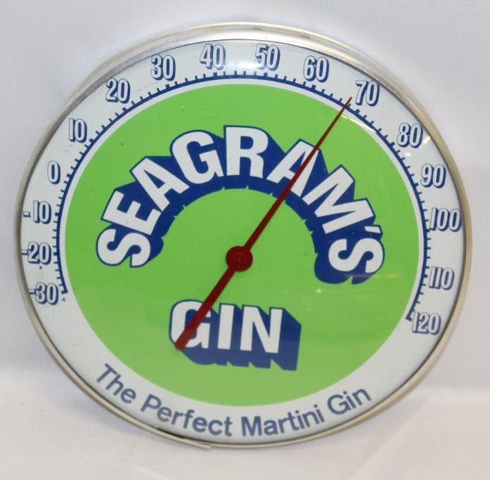 Seagram's Gin Round Dial Advertising Thermometer (1 of 4)