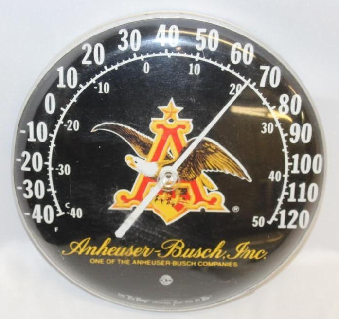 Anheuser-Busch Round Dial Advertising Thermometer (1 of 4)