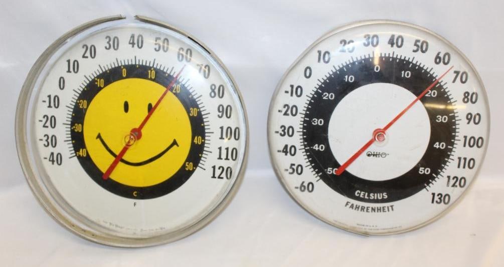 Group of 2 Round Dial Advertising Thermometer; Ohio & Happy Face (1 of 7)