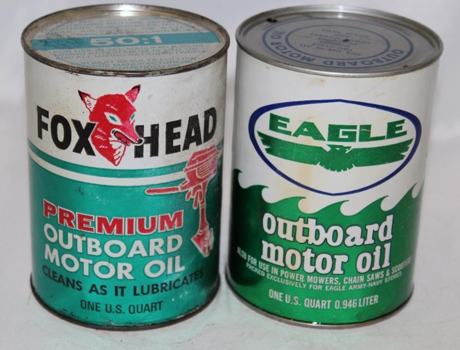 Group of 2 Foxhead and Eagle Outboard 1 Quart Cans (1 of 4)