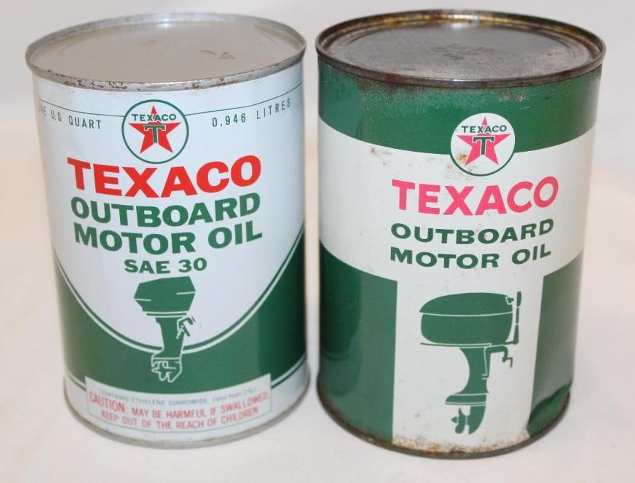 Group of 2 Texaco Outboard Metal 1 Quart Cans (1 of 3)