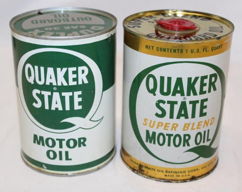 Group of 2 Quaker State Duplex and Super Blend Metal 1 Quart Cans (1 of 4)