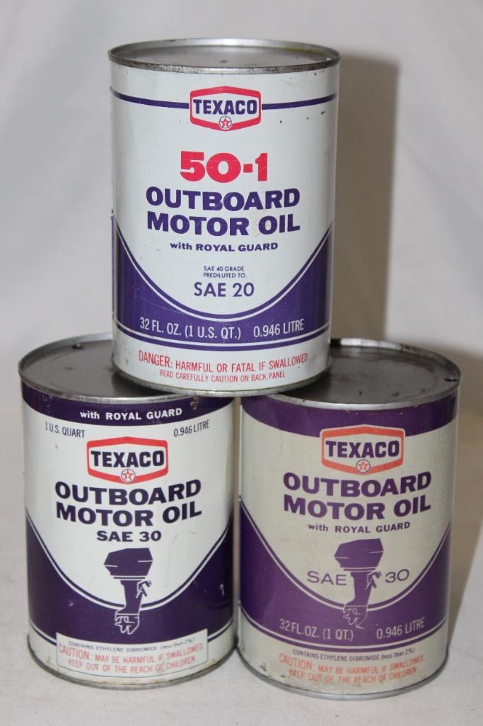 Group of 3 Texaco Outboard Metal 1 Quart Cans (1 of 3)