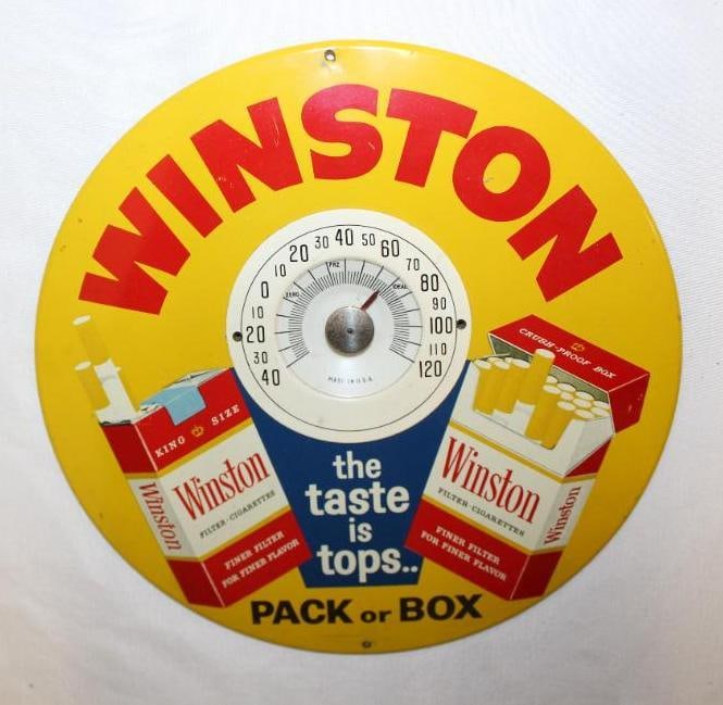 Winston Cigarettes TOC Tin Advertising Thermometer (1 of 5)