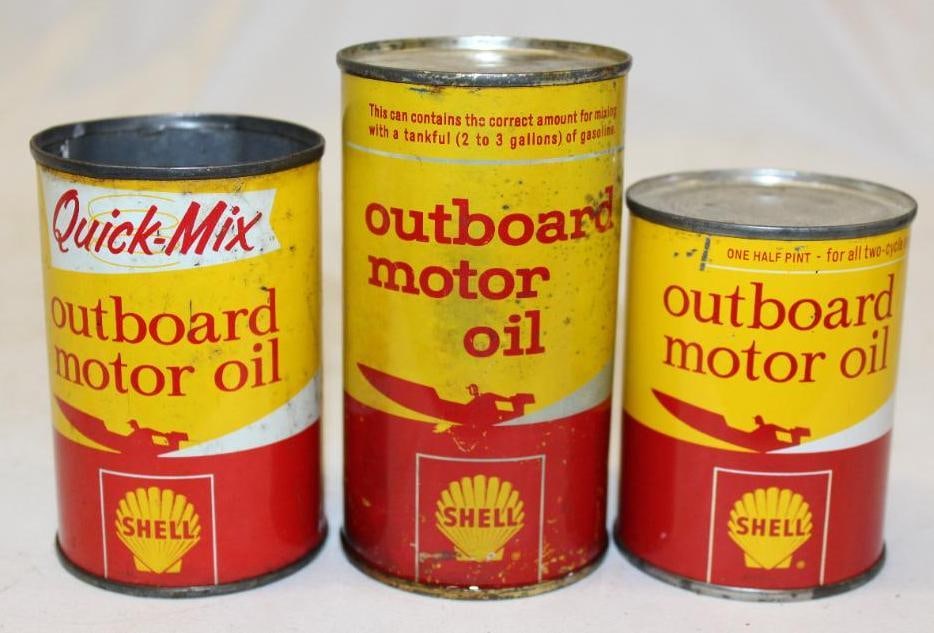 Group of 3 Shell Outboard Advertising Cans (1 of 3)