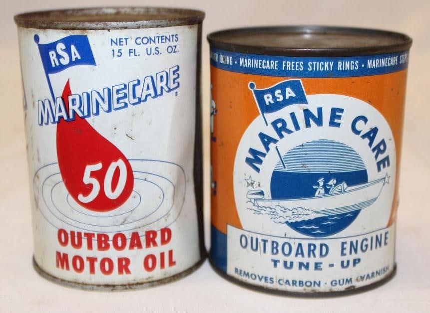 Group of 2 RSA Marine Care Outboard Engine Oil Cans (1 of 4)