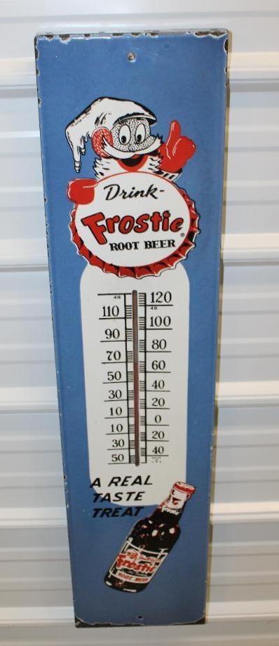 Reproduction Frostie Root Beer Porcelain Advertising Thermometer (1 of 9)